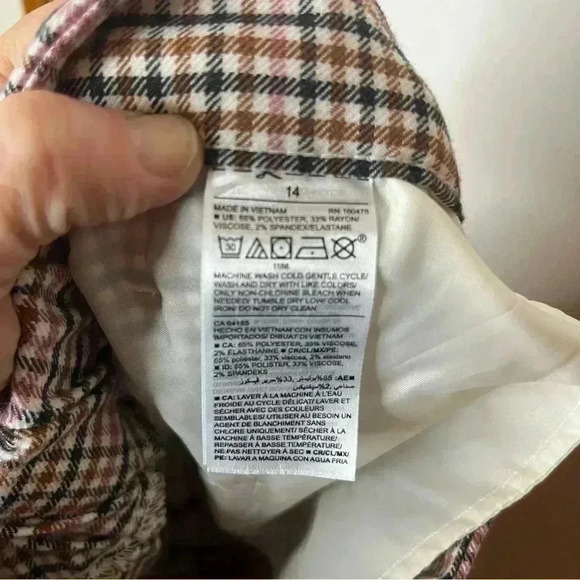 Old Navy Plaid Pull On Crop Pants Women 14 Brown Stretch Pockets Straight Casual - Picture 9 of 9